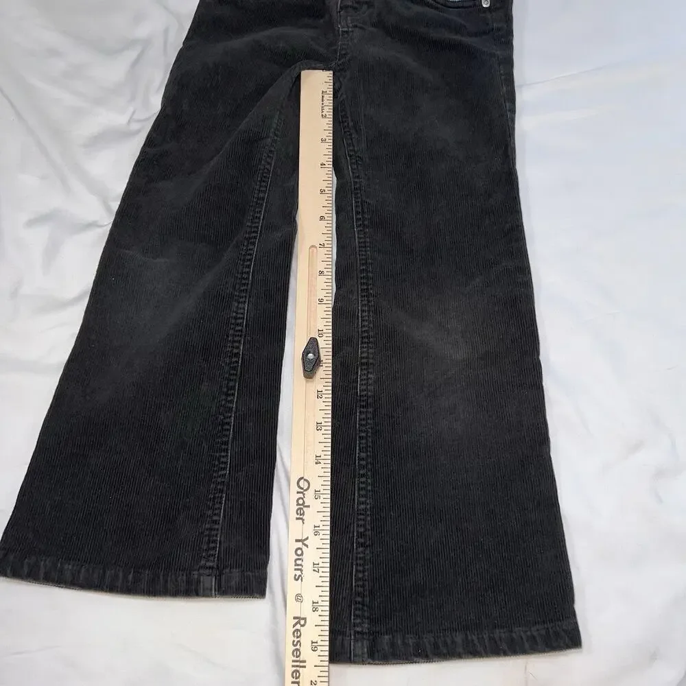 Ralph Lauren Pants Girl Size 6X Black Corduroy Cotton Stretch Elastic Waist Fade